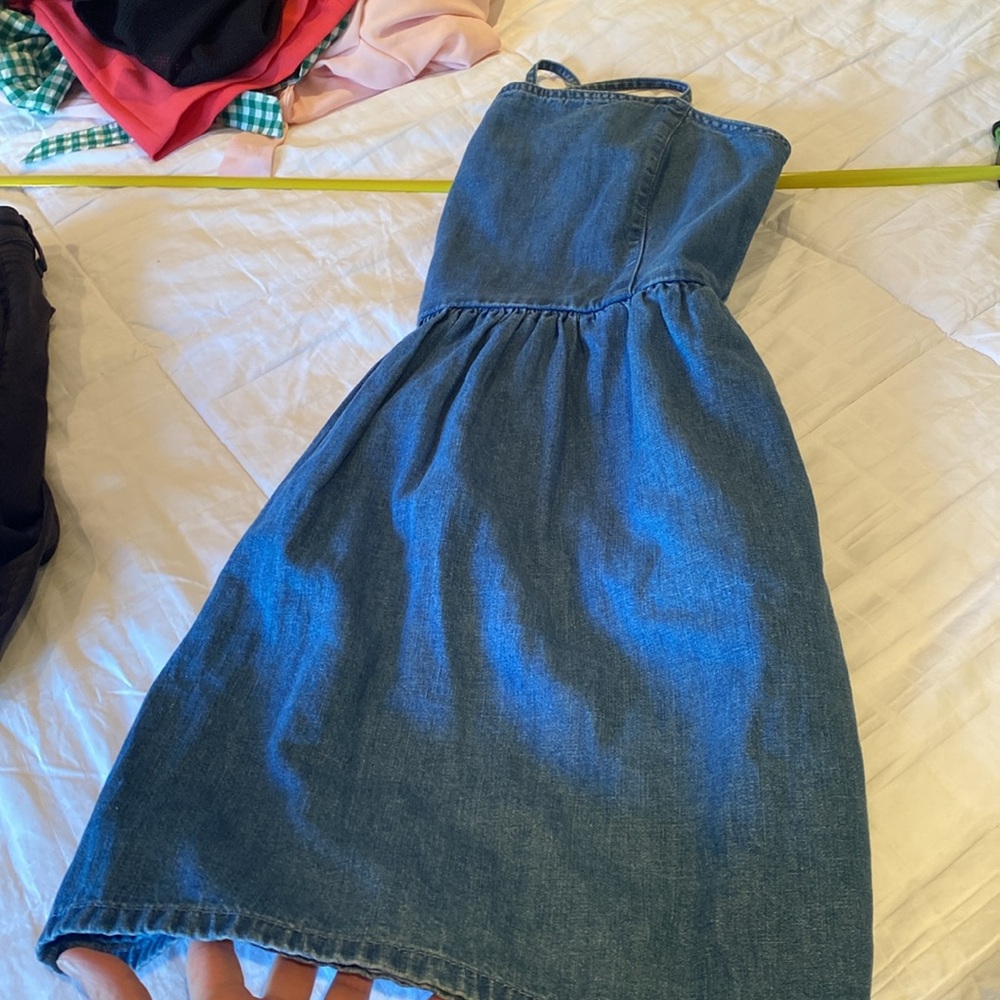 Denim dress by Madewell size 4 with Kris Kross straps. Zipper